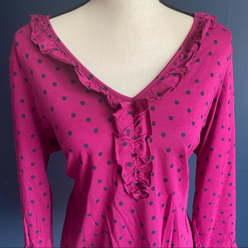 Boden Frederica Polka Dot Jersey Top Size 14
